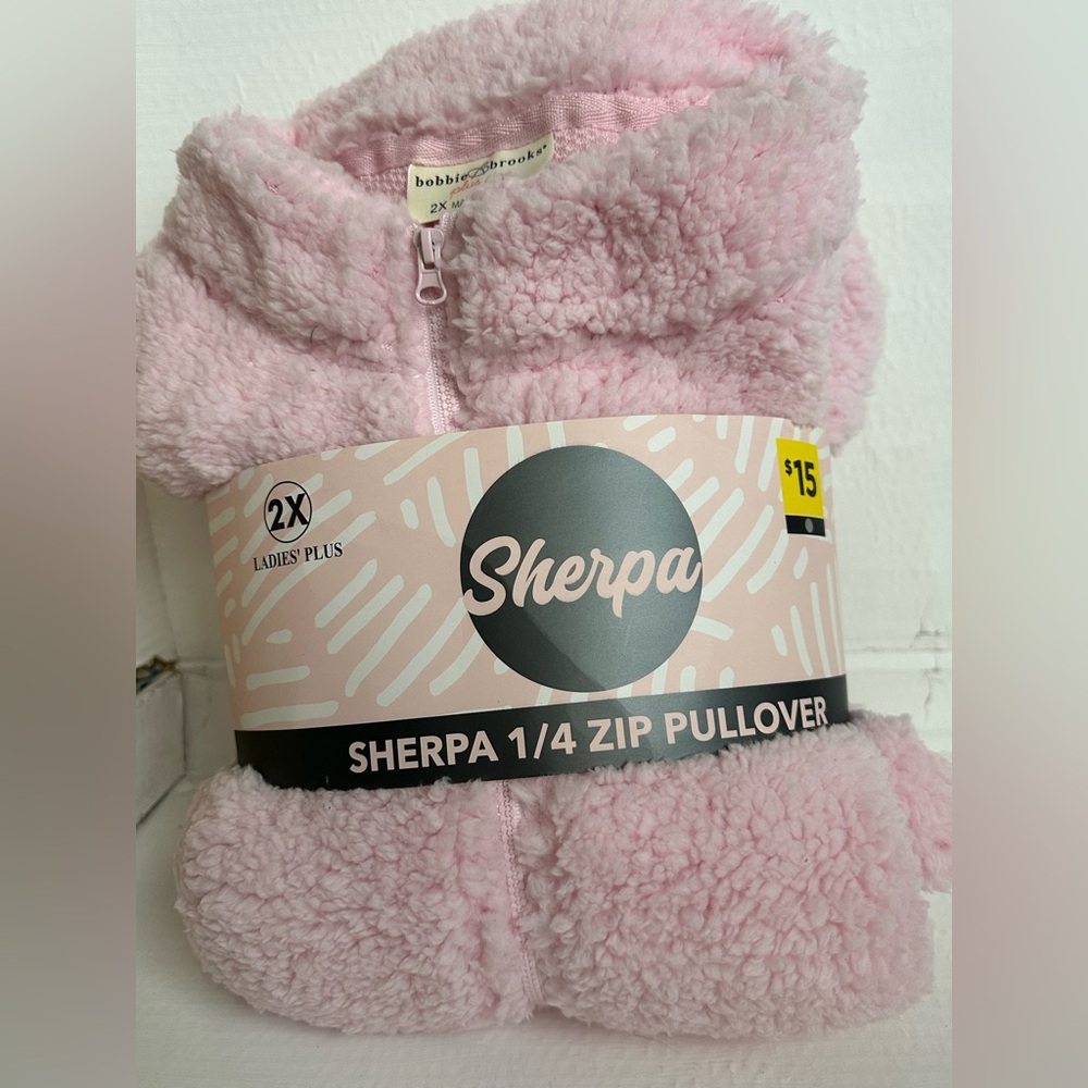 Bobbie Brooks Pink Sherpa 1/4 Zip Pullover